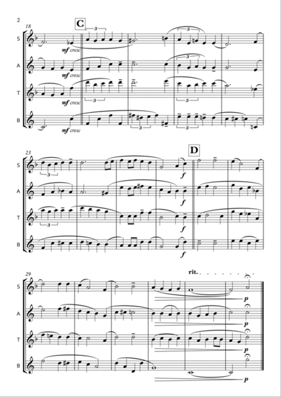 (There'll Be Bluebirds Over) The White Cliffs Of Dover Saxophone Quartet scores gallery preview page 2