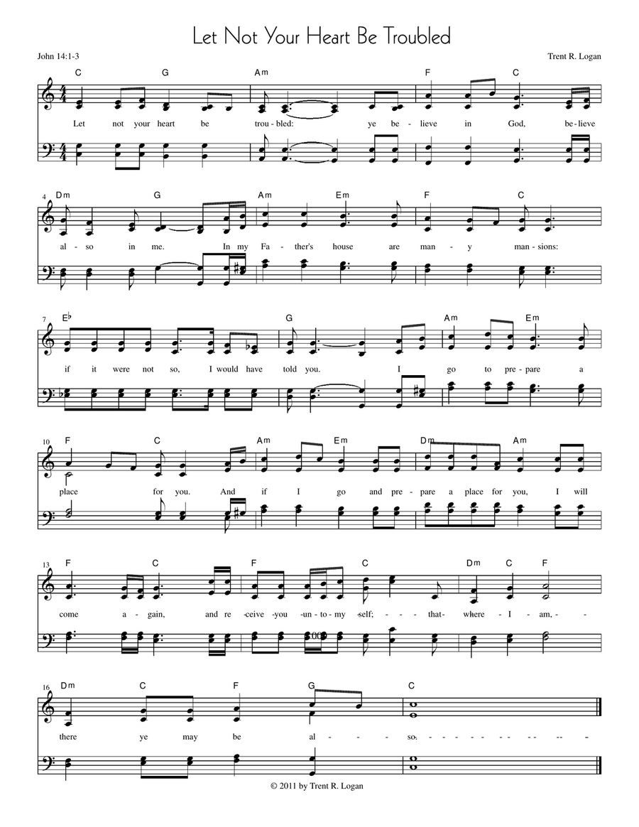 Let Not Your Heart Be Troubled 4-Part scores gallery preview page 1