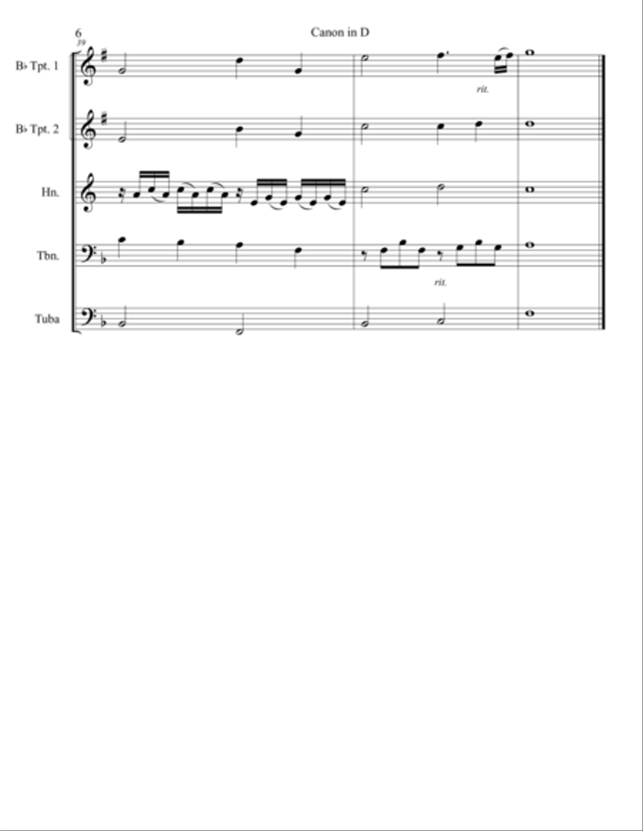 Canon in D Brass Ensemble scores gallery preview page 6