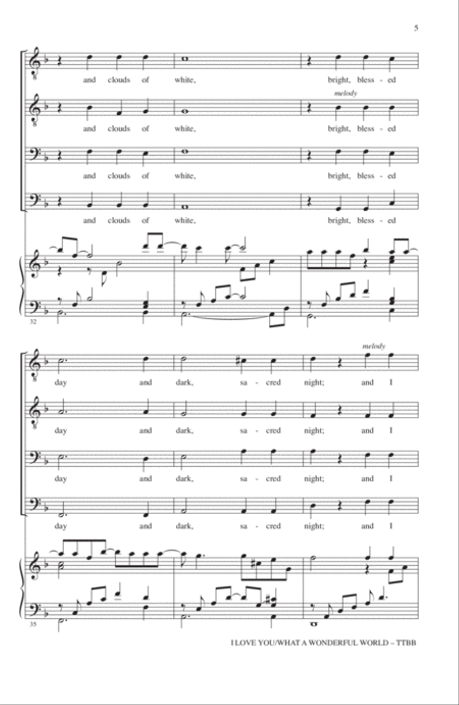 I Love You / What A Wonderful World TTBB scores gallery preview page 4