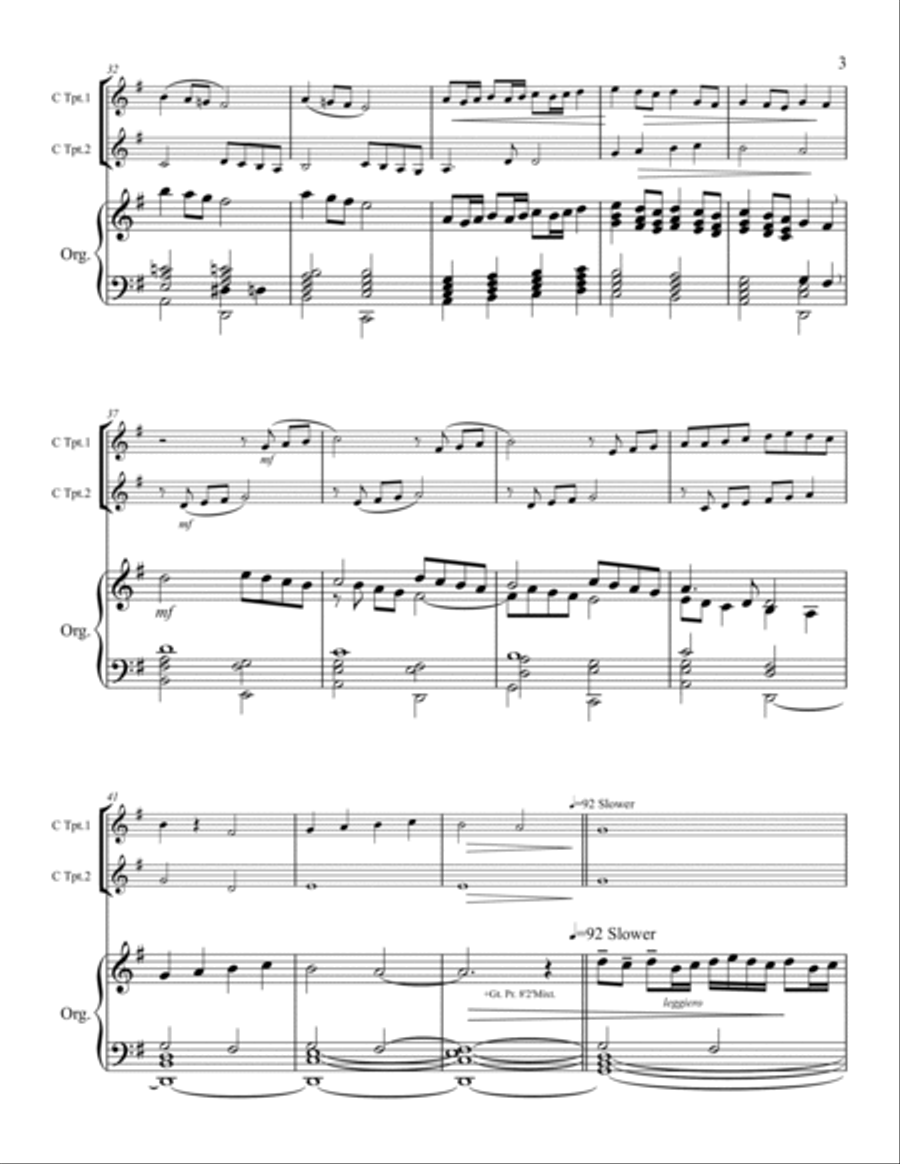 Angels We Have Heard for Two Trumpets and Organ Trumpet Duet scores gallery preview page 4