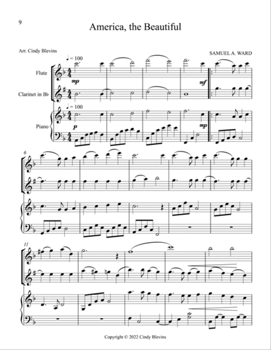12 Favorite Hymns, Flute, Clarinet and Piano Woodwind Duet scores gallery preview page 3