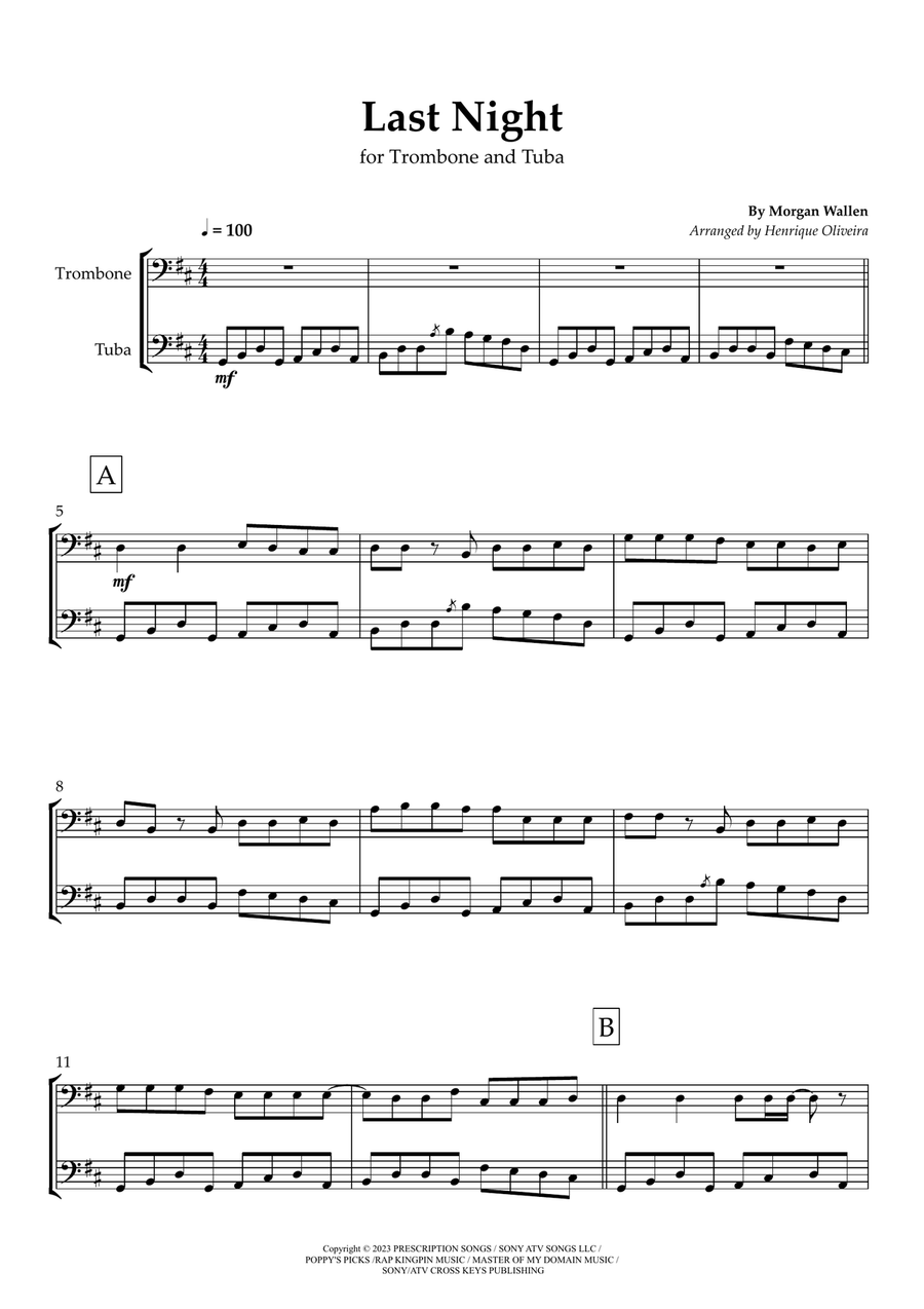 Last Night Brass Duet scores gallery preview page 1