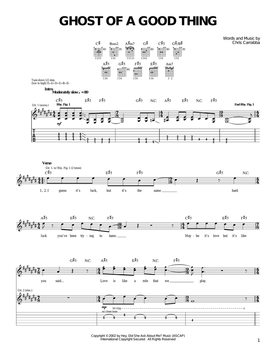 Ghost Of A Good Thing Acoustic Guitar scores gallery preview page 1