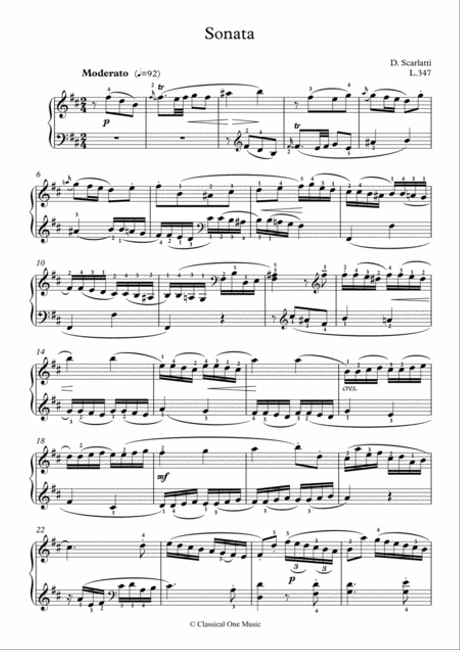 Scarlatti-Sonata in B-minor L.347 K.227(piano) Piano Solo scores gallery preview page 2