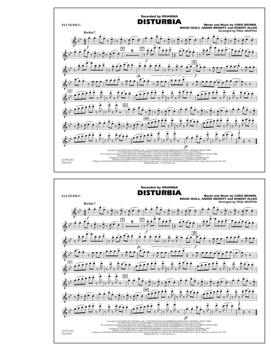 Disturbia - Flute/Piccolo Marching Band scores gallery preview page 1