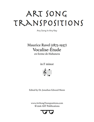 Book cover for RAVEL: Vocalise-Étude, en forme de Habanera (transposed to F minor)