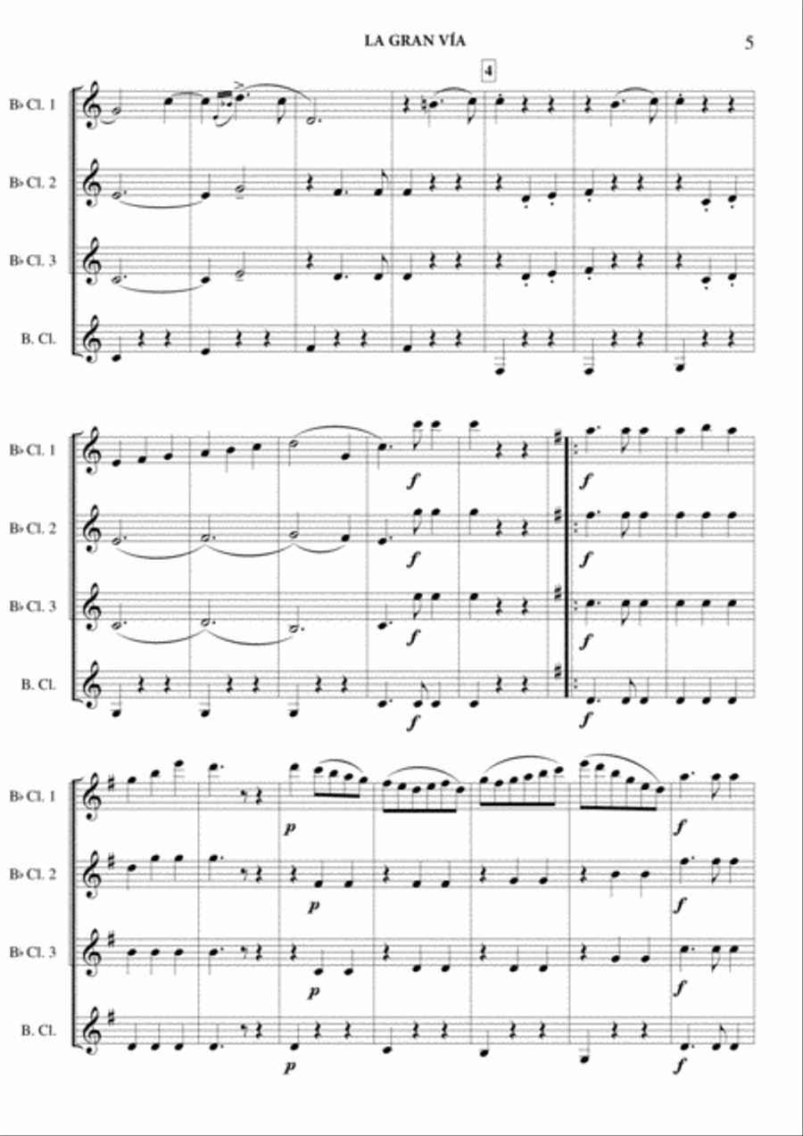 La Gran Vía La Gran Vía Clarinet Quartet scores gallery preview page 6