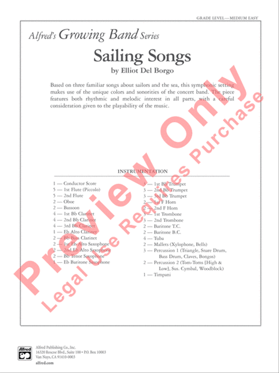 Sailing Songs Concert Band scores gallery preview page 2