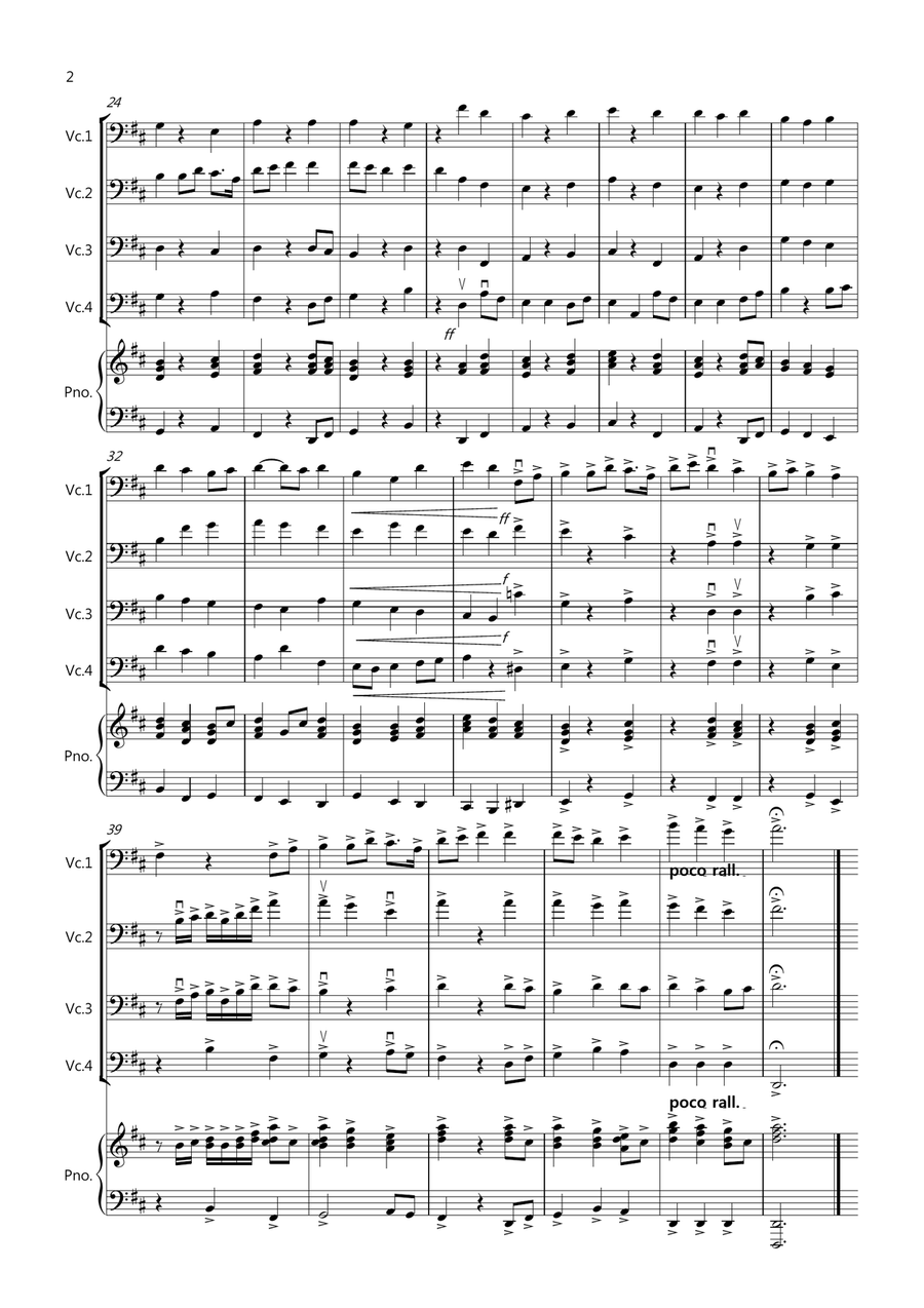Jupiter Hymn for Cello Quartet Cello Solo scores gallery preview page 2