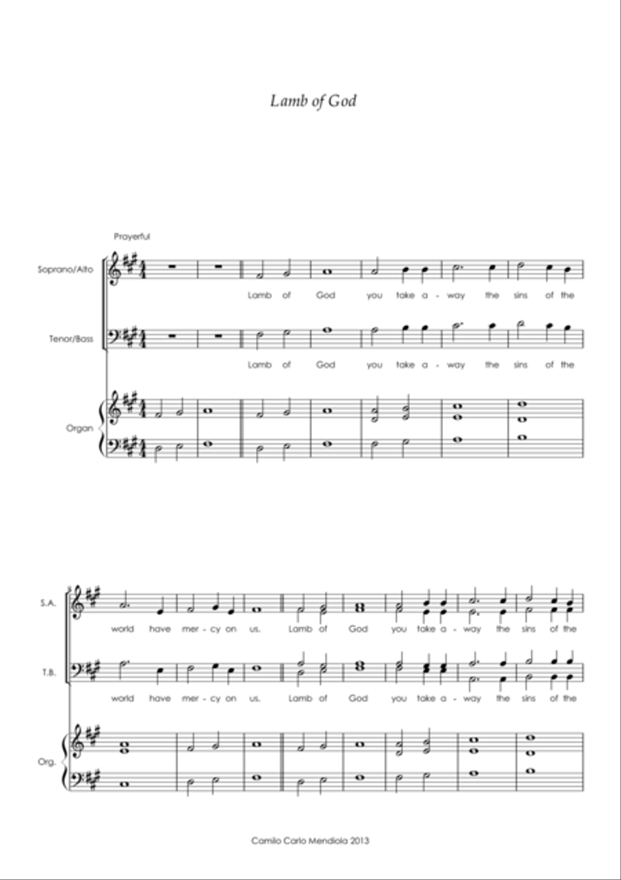 Lamb of God Lamb of God 4-Part scores gallery preview page 1