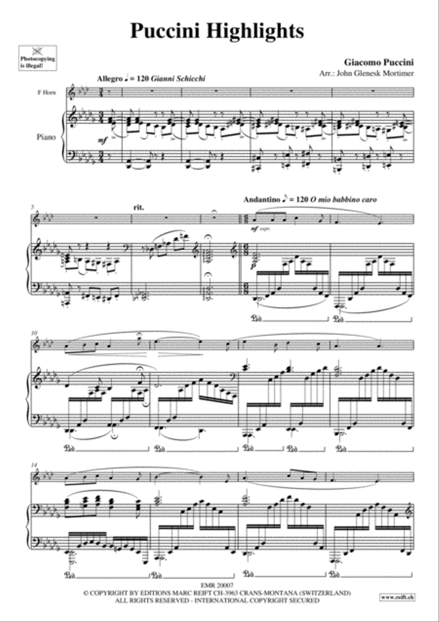 Puccini Highlights Puccini Highlights Horn scores gallery preview page 3