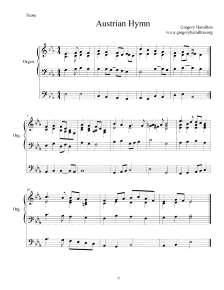 Austrian Hymn, - Austria - Alternate Harmonization for Organ