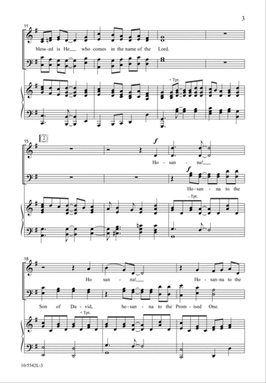 Hosanna to the Son of David 4-Part scores gallery preview page 3