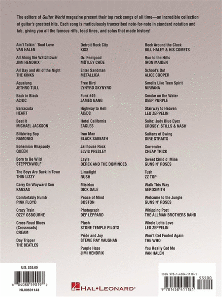 Guitar World's 50 Greatest Rock Songs of All Time Electric Guitar scores gallery preview page 8