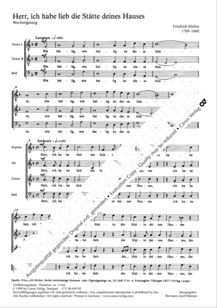 Herr, ich habe lieb die Statte SATTB scores gallery preview page 2