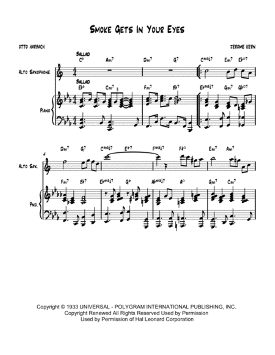 Smoke Gets In Your Eyes Alto Saxophone scores gallery preview page 1
