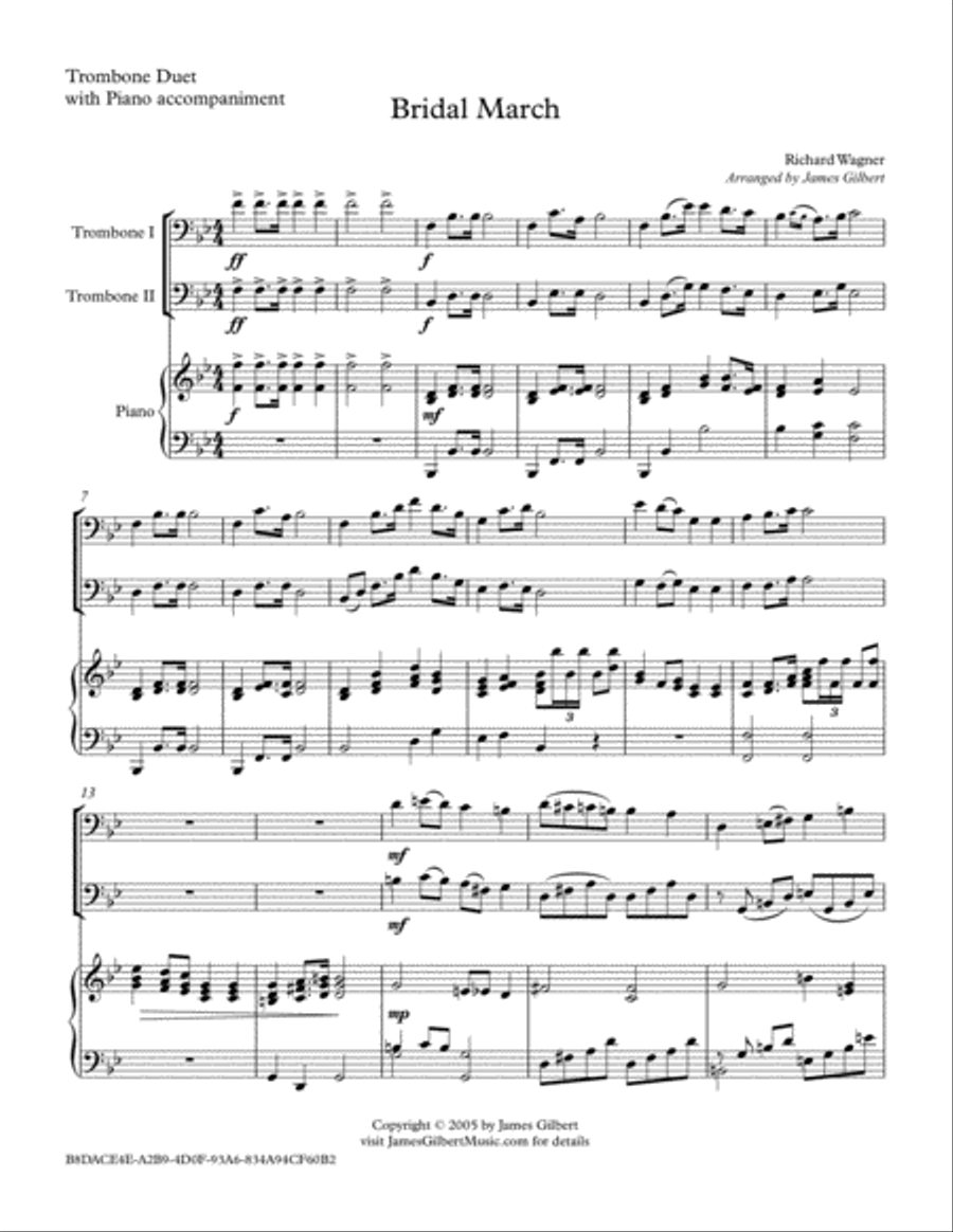 Bridal March Bridal March Trombone Duet scores gallery preview page 4