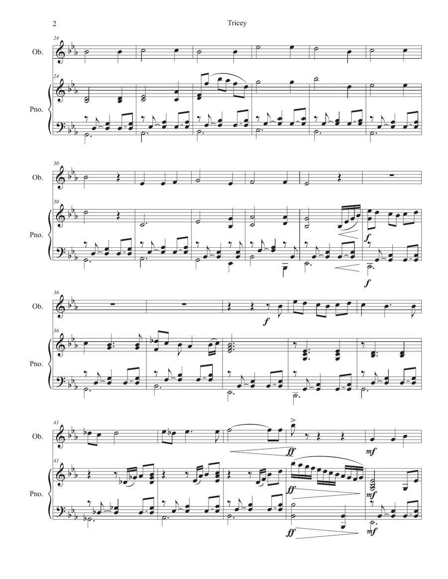 Tricey (Oboe solo and Piano) Tricey (Oboe solo and Piano) Piano scores gallery preview page 4