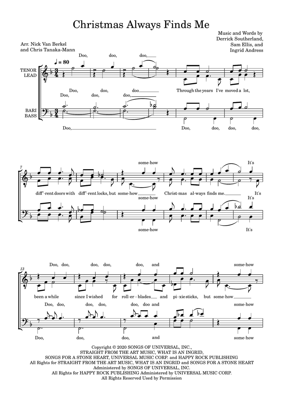 Christmas Always Finds Me TTBB scores gallery preview page 1