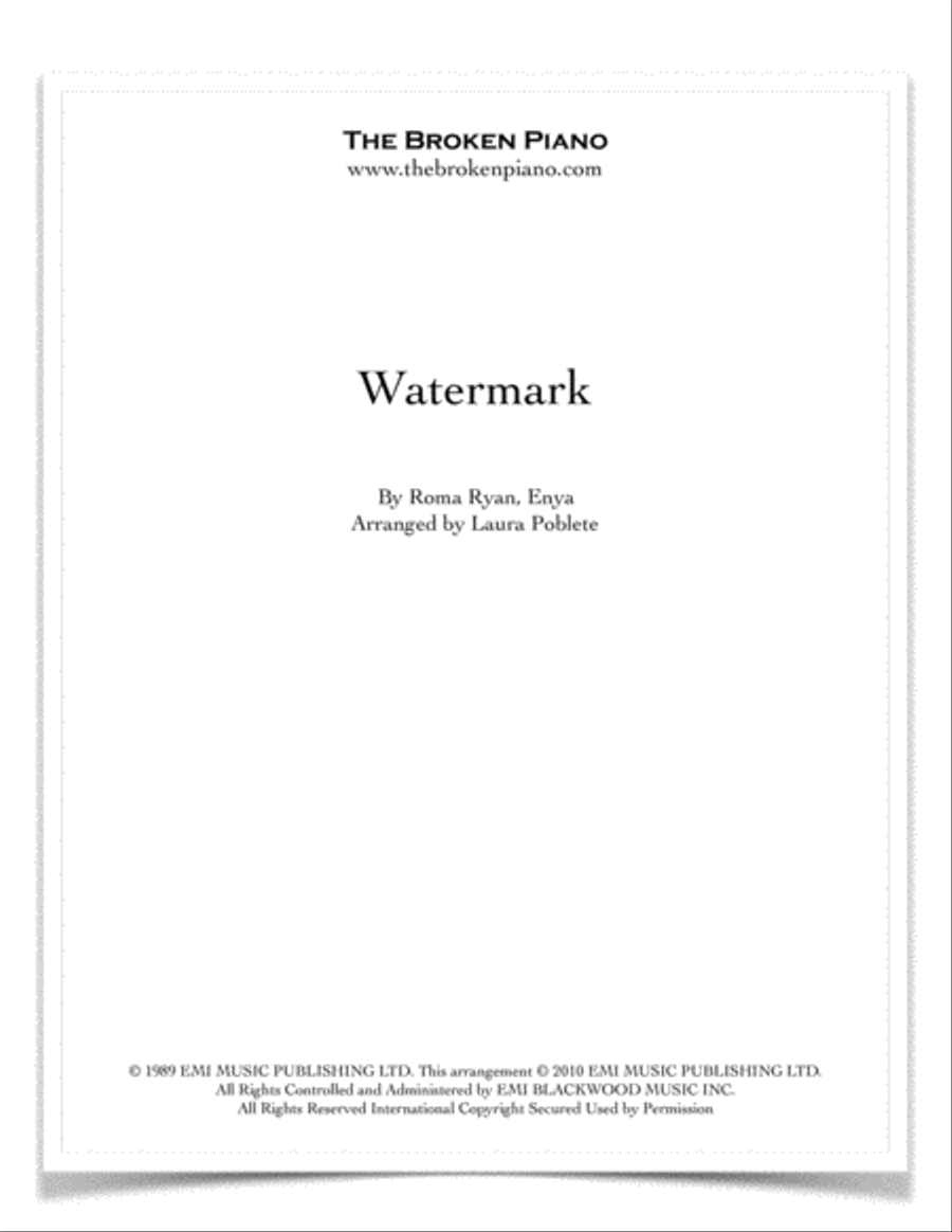 Watermark Watermark Piano Solo scores gallery preview page 1