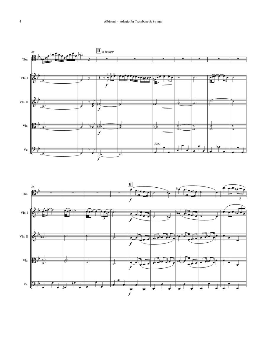 Adagio for Trombone and Strings Large Ensemble scores gallery preview page 4