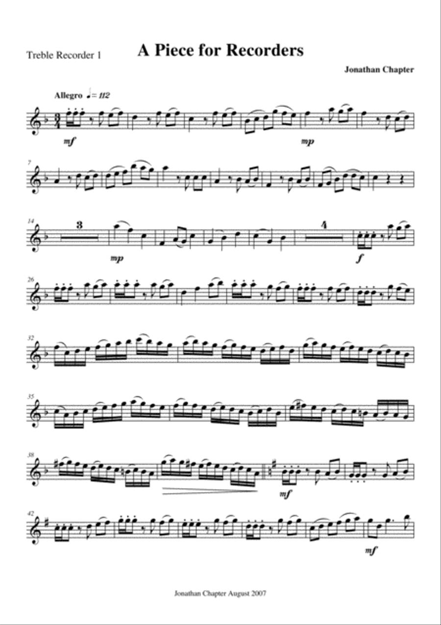 A Piece for Recorders A Piece for Recorders Recorder scores gallery preview page 6