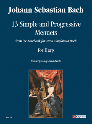 Book cover for 13 Simple and Progressive Menuets from the "Notebook for Anna Magdalena Bach" for Harp