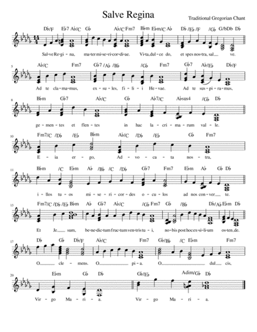 Salve Regina (Gregorian Chant with contemporary chord progression)