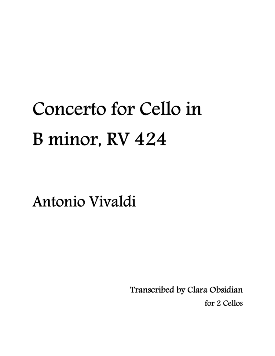 A. Vivaldi: Cello Concerto in B Minor, RV424 [Arranged for 2 cellos] image number null