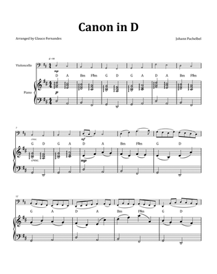 Book cover for Canon by Pachelbel - Cello & Piano and Chord Notation