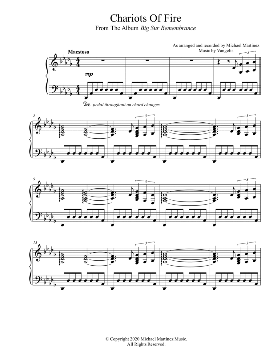 Chariots Of Fire Piano Solo scores gallery preview page 1