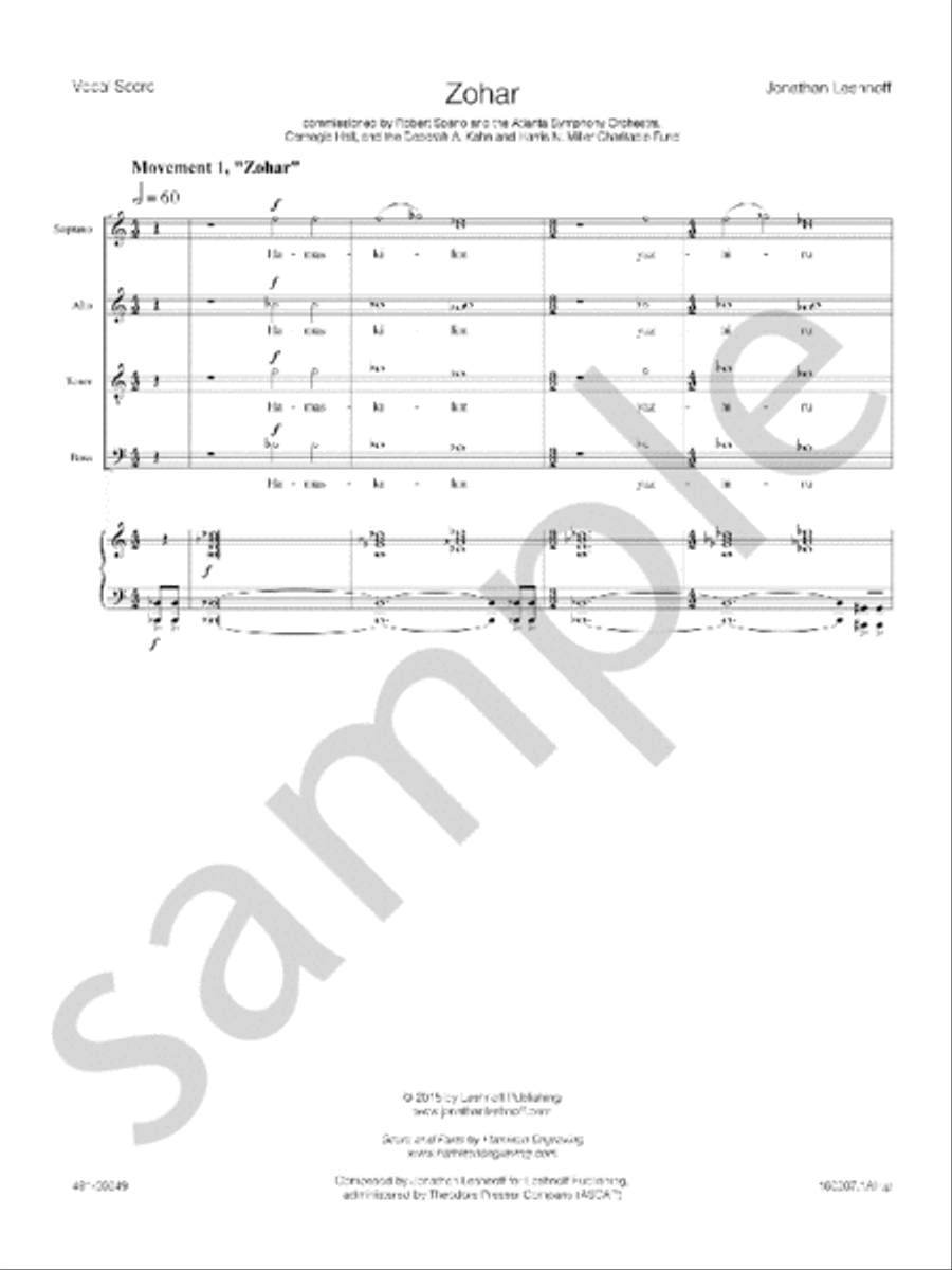 Zohar Zohar Choir scores gallery preview page 1