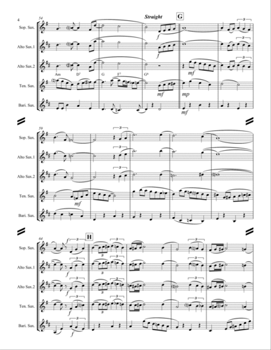 The Nearness Of You Saxophone Quartet scores gallery preview page 5