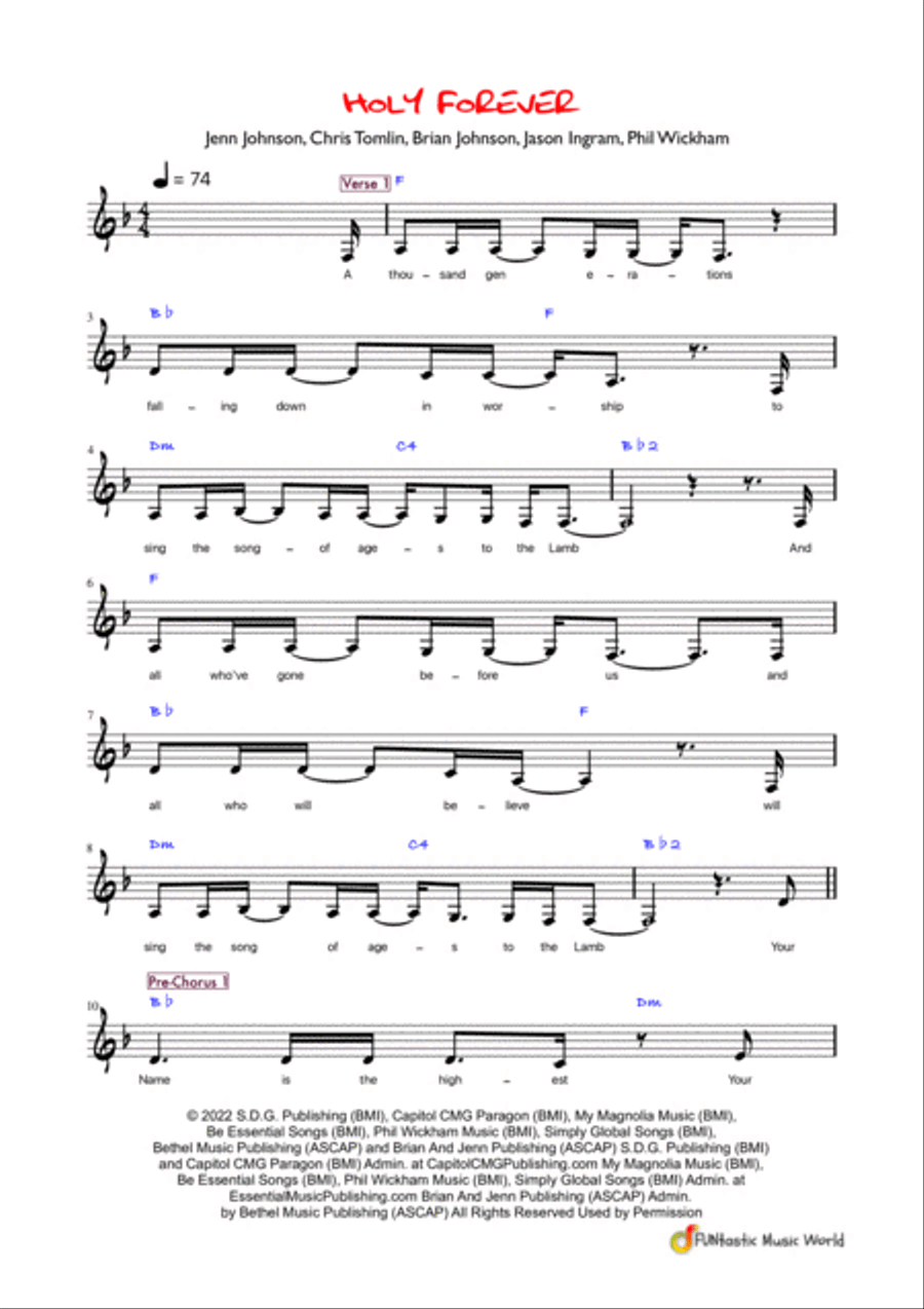 Holy Forever Piano Solo scores gallery preview page 2