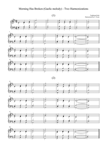 Morning Has Broken (A Gaelic Melody) - Two Harmonizations for SATB image number null