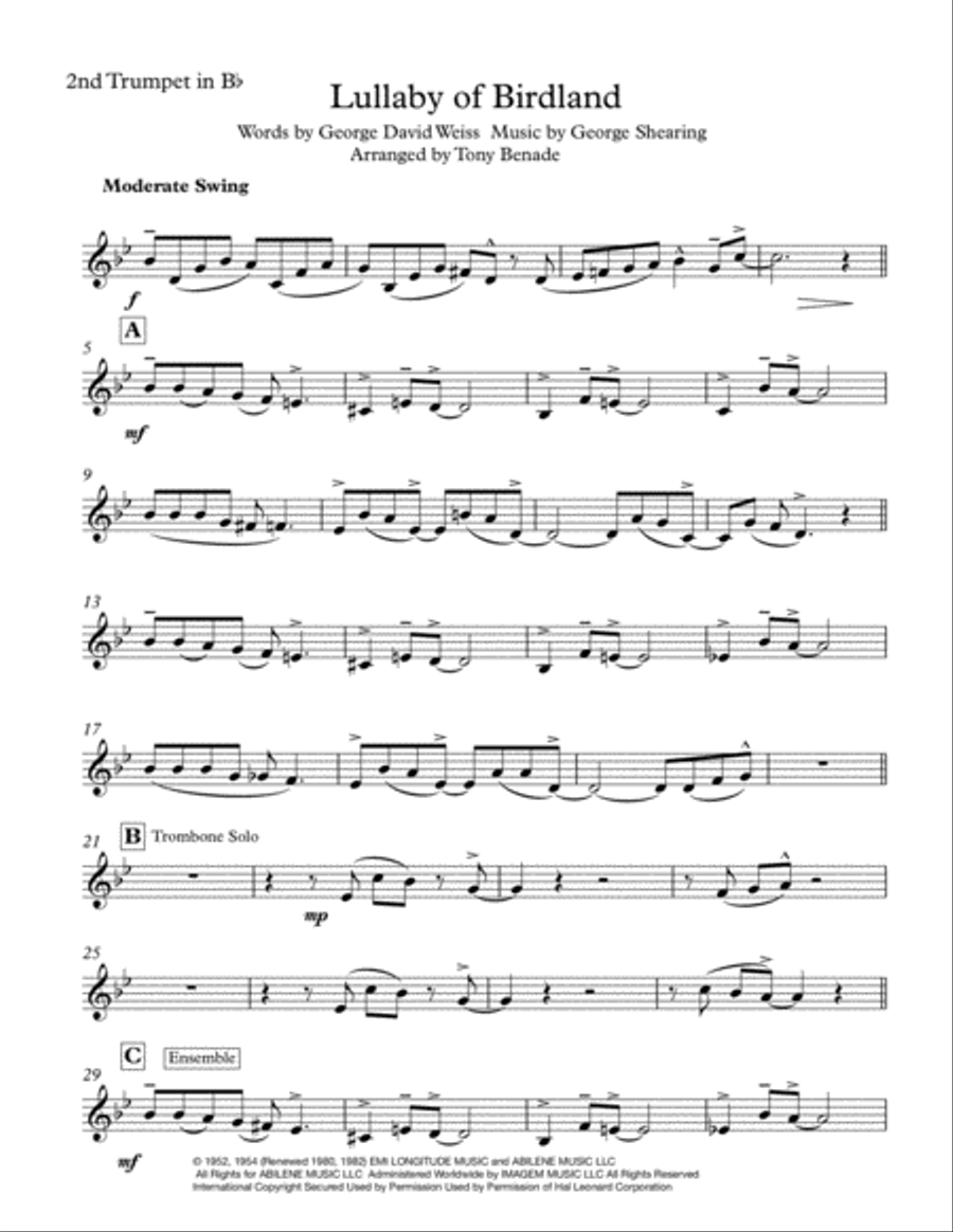 Lullaby Of Birdland Brass Ensemble scores gallery preview page 4
