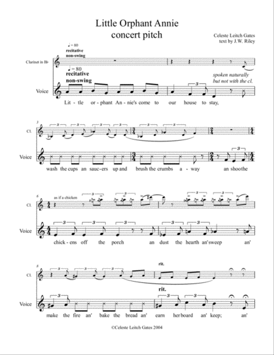 Little Orphant Annie Voice Concert Pitch Voice scores gallery preview page 2
