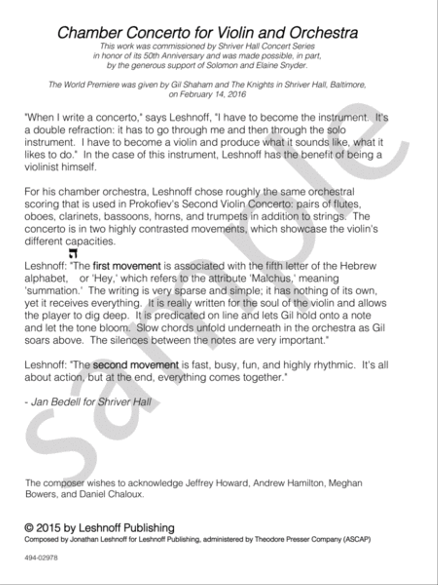 Chamber Concerto Violin Solo scores gallery preview page 3