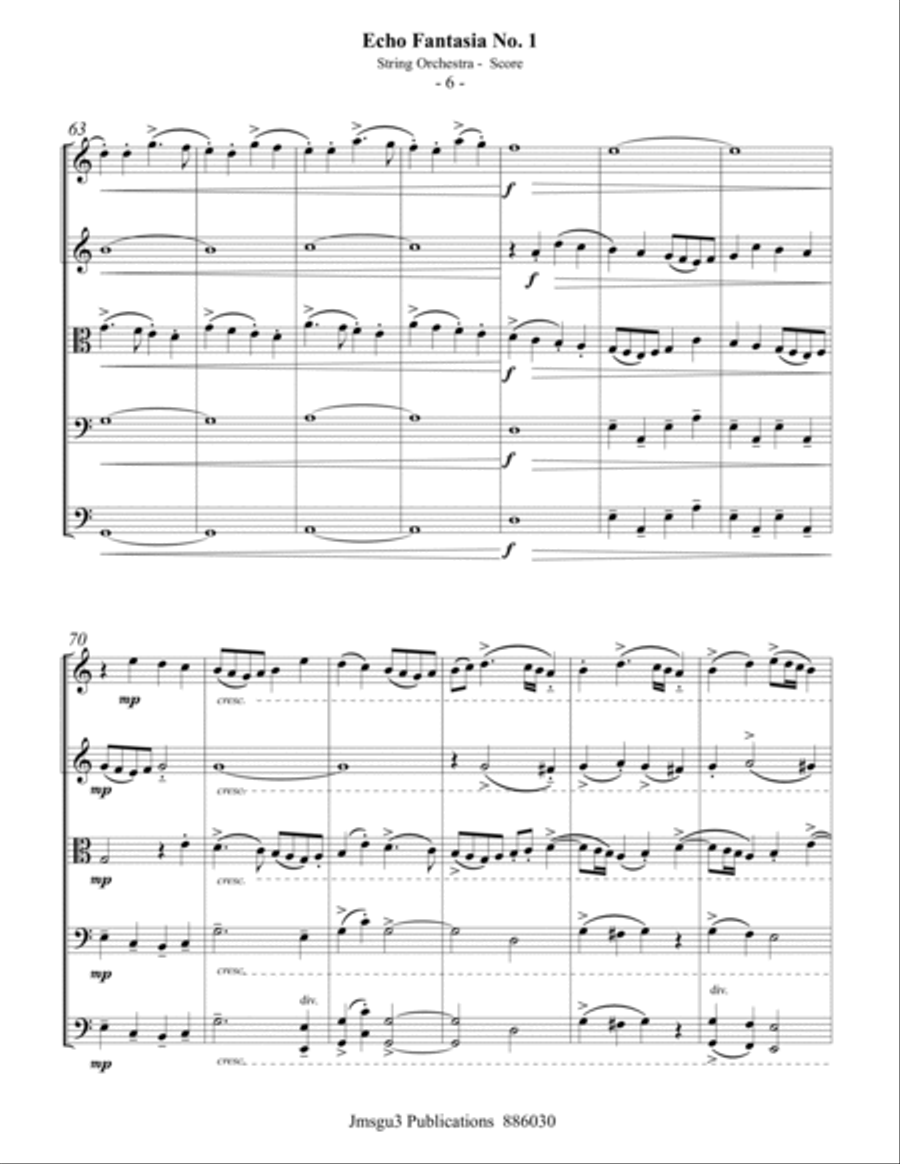 Sweelinck: Echo Fantasia No. 1 for String Orchestra String Orchestra scores gallery preview page 6