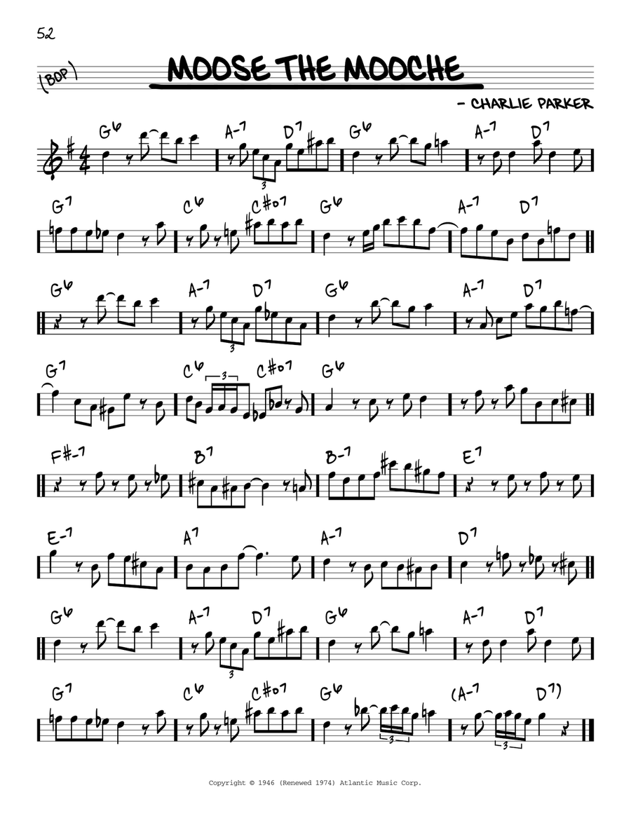 Moose The Mooche Piano scores gallery preview page 1