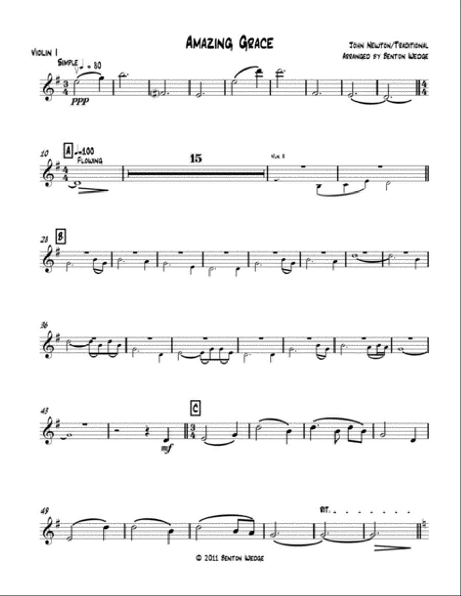 Amazing Grace String Quartet String Quartet scores gallery preview page 1