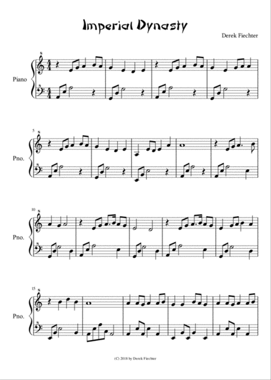 Imperial Dynasty Piano Solo scores gallery preview page 1