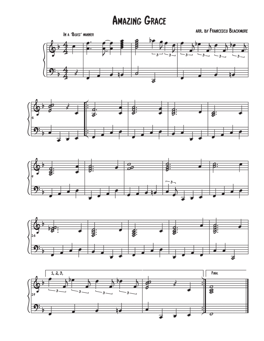 Amazing Grace Piano Solo scores gallery preview page 1