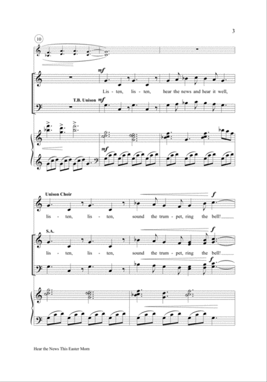 Hear the News This Easter Morn (An Easter Introit) 4-Part scores gallery preview page 3