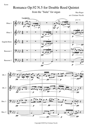 Romance Op.92 N.5 for Double Reed Quintet