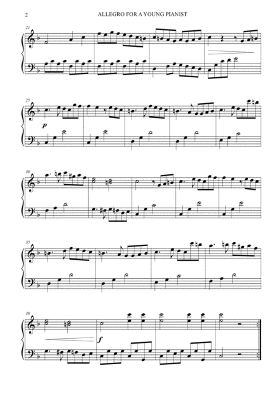 ALLEGRO FOR A YOUNG PLAYER for Piano solo Piano Method scores gallery preview page 3