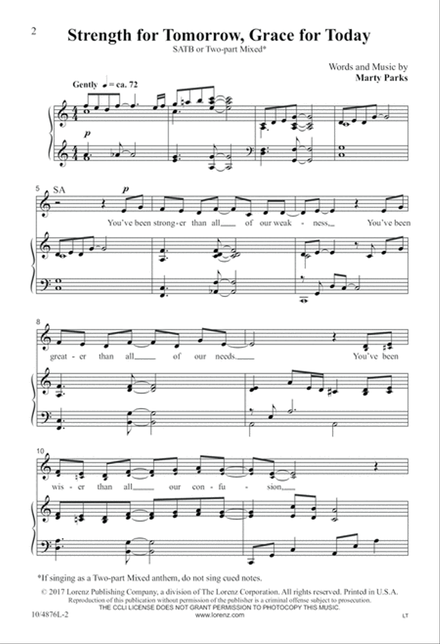 Strength for Tomorrow, Grace for Today 4-Part scores gallery preview page 2