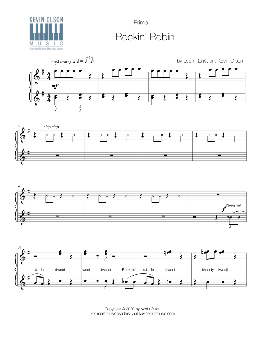 Rockin' Robin (Early Intermediate Piano Duet) Piano Duet scores gallery preview page 2