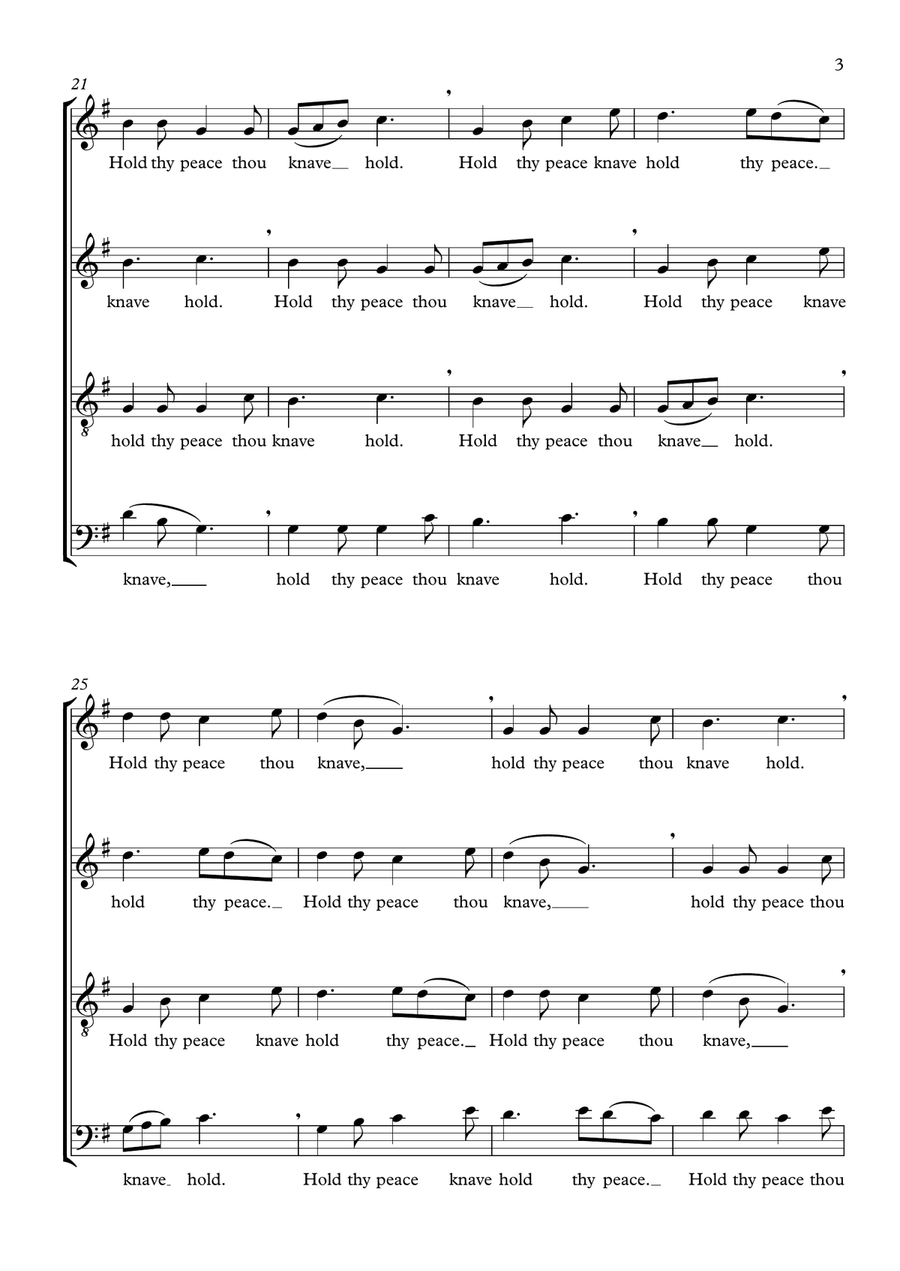 Hold Thy Peace Thou Knave (round in 4 parts) 4-Part scores gallery preview page 3